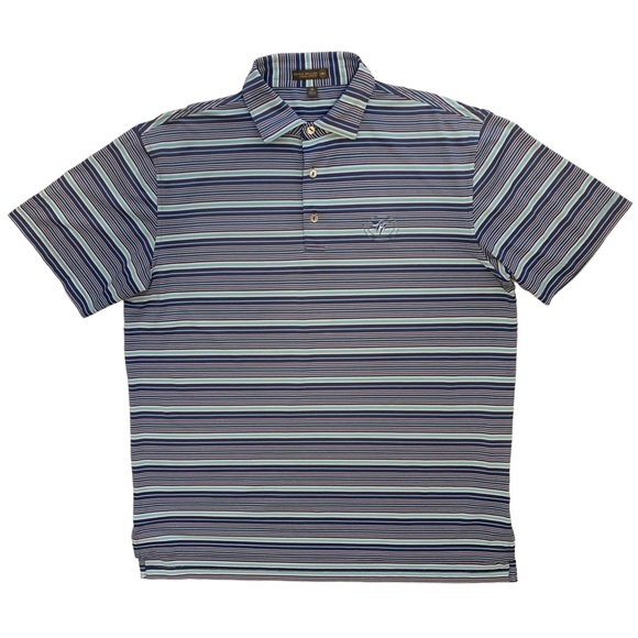 Peter Millar Other - Peter Millar Summer Comfort Blue Striped Castle Pines Golf Polo Shirt